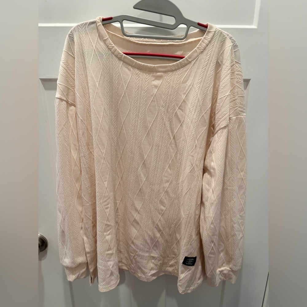 Classic Wear Blush Textured Long Sleeve Top XXL Soft Knit - Picture 1 of 11